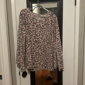 Pink and gray cheetah print sweater